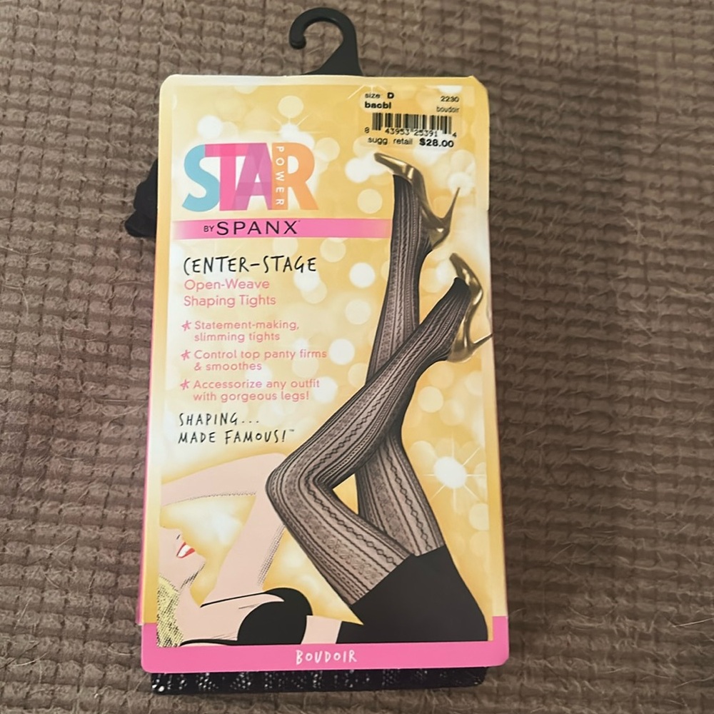 Star Power by SPANX Open Weave Shaping Tights in Boudoir new size D